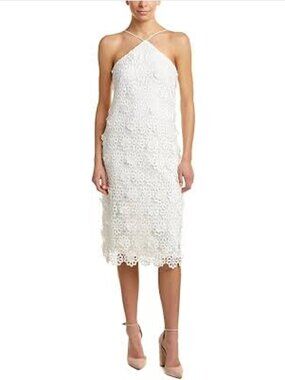 Trina Turk Conga La Flor Lace Midi Dress White Floral Lace Size 6